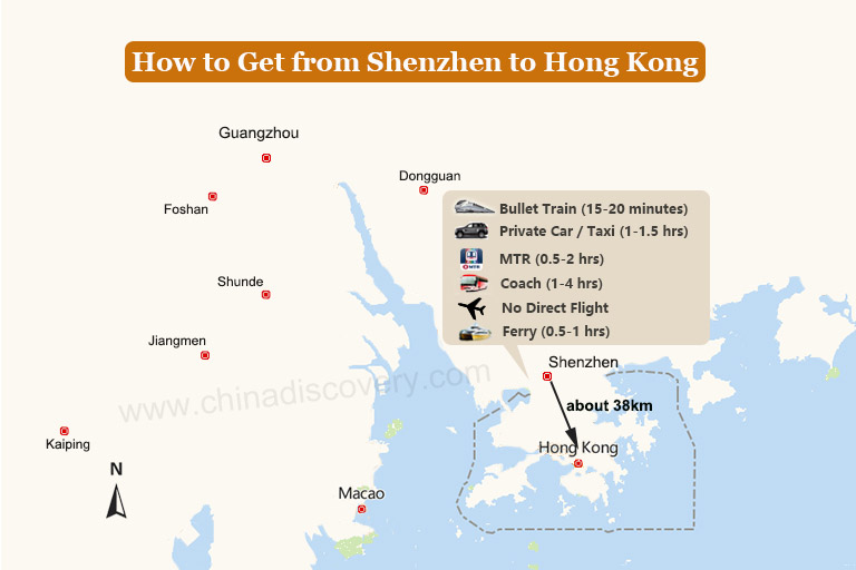 Map of Shenzhen to Hong Kong